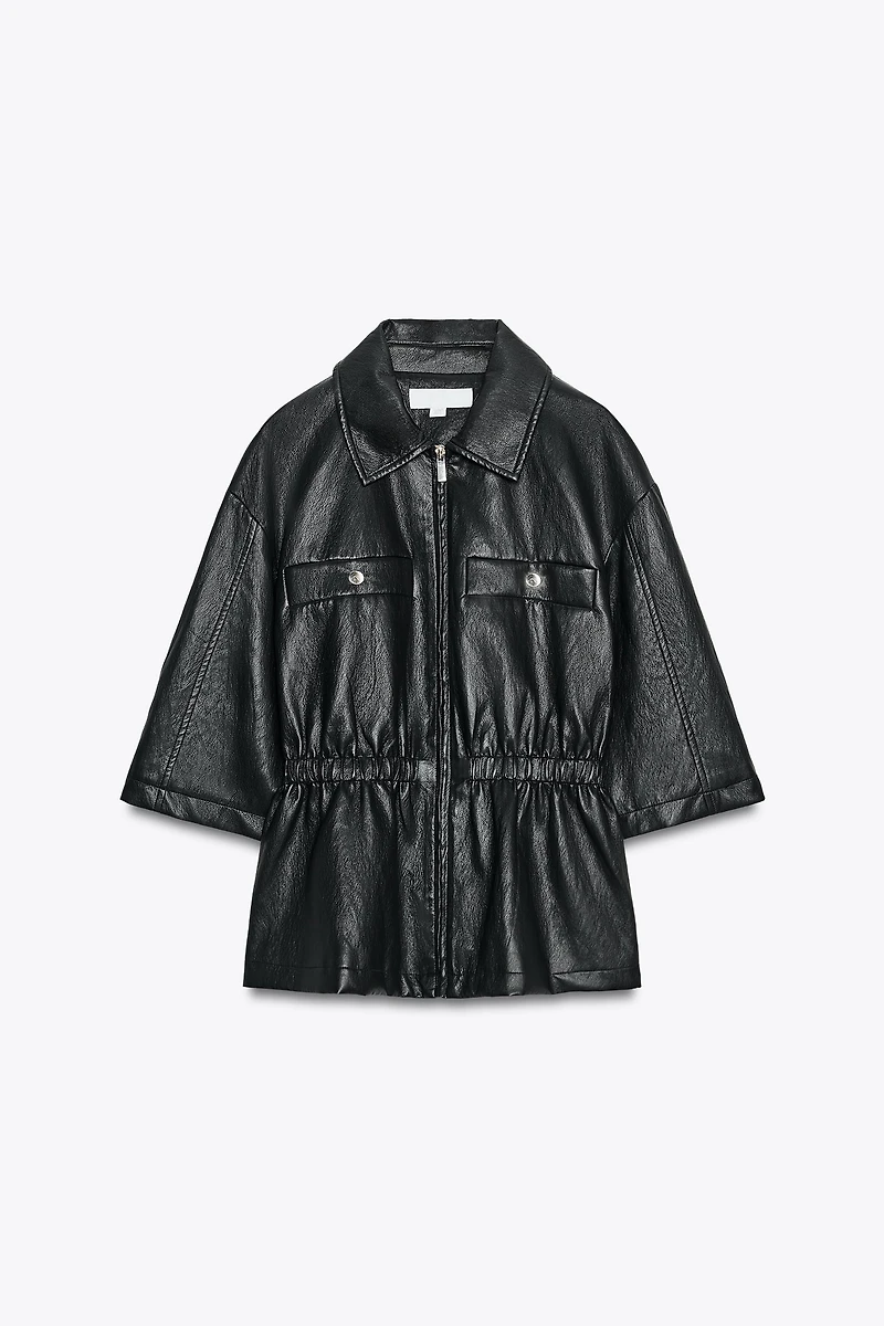 FAUX LEATHER BLAZER