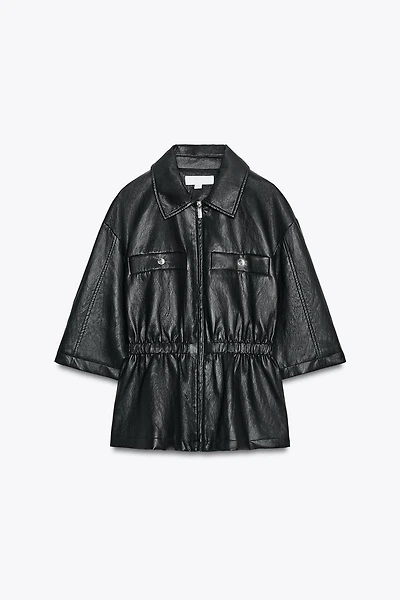 FAUX LEATHER BLAZER