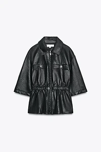 FAUX LEATHER BLAZER