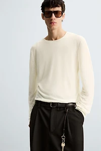 SEMI-SHEER TEXTURED T-SHIRT