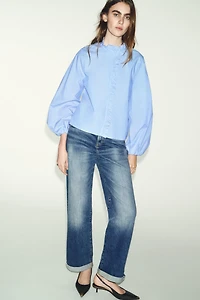 RUFFLED POPLIN BLOUSE