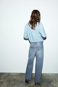 TRF LOW RISE CROPPED JEANS WITH DISPLACED SEAMS