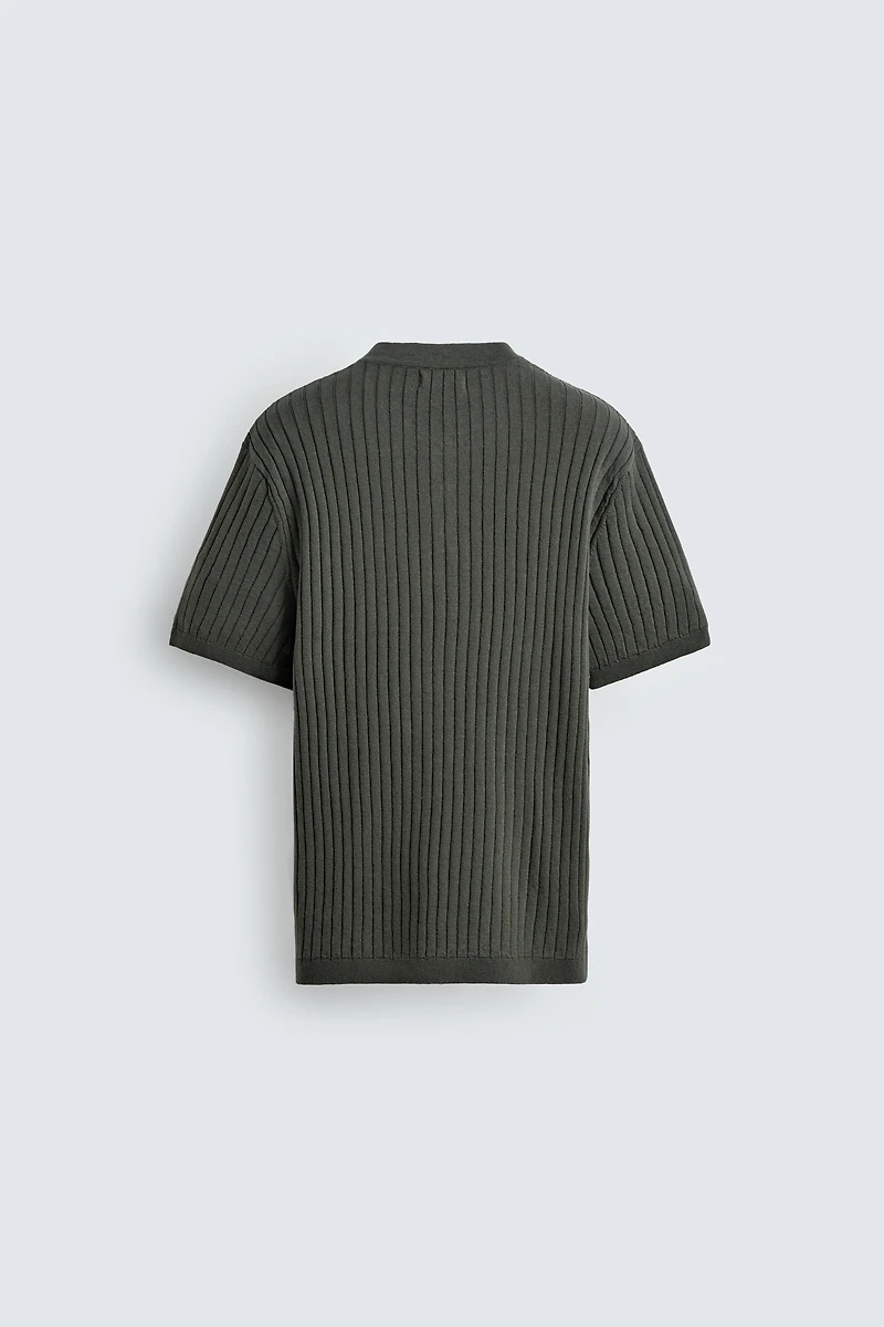 RIB KNIT HENLEY T-SHIRT