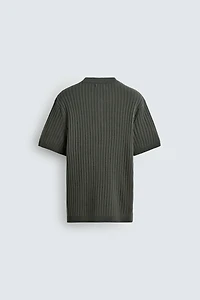 RIB KNIT HENLEY T-SHIRT
