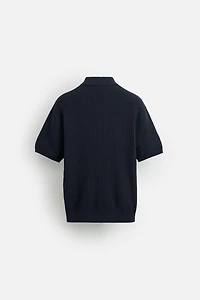 VERTICAL TEXTURED KNIT POLO SHIRT