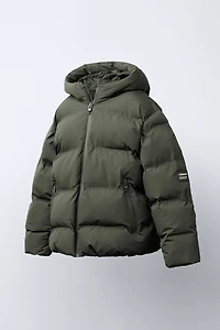 WATER REPELLENT PUFFER COAT WITH LABEL