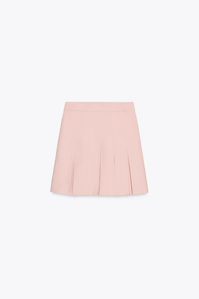 BOX PLEAT KNIT MINI SKIRT