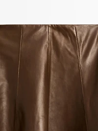 Nappa leather flared midi skirt