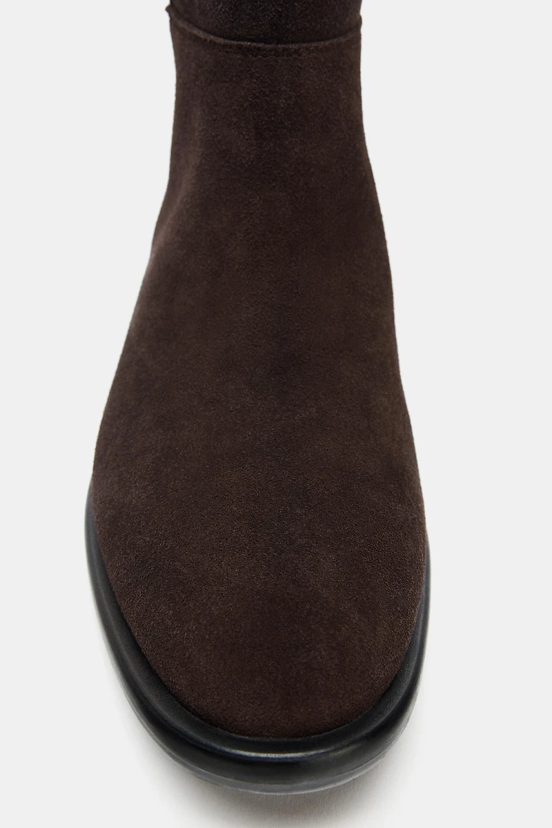 FLAT SPLIT LEATHER RIDING BOOTS