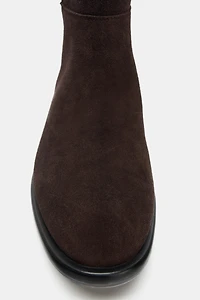 FLAT SPLIT LEATHER RIDING BOOTS