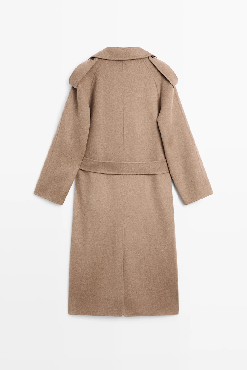 Long wool blend trench coat