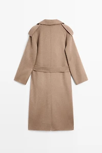 Long wool blend trench coat