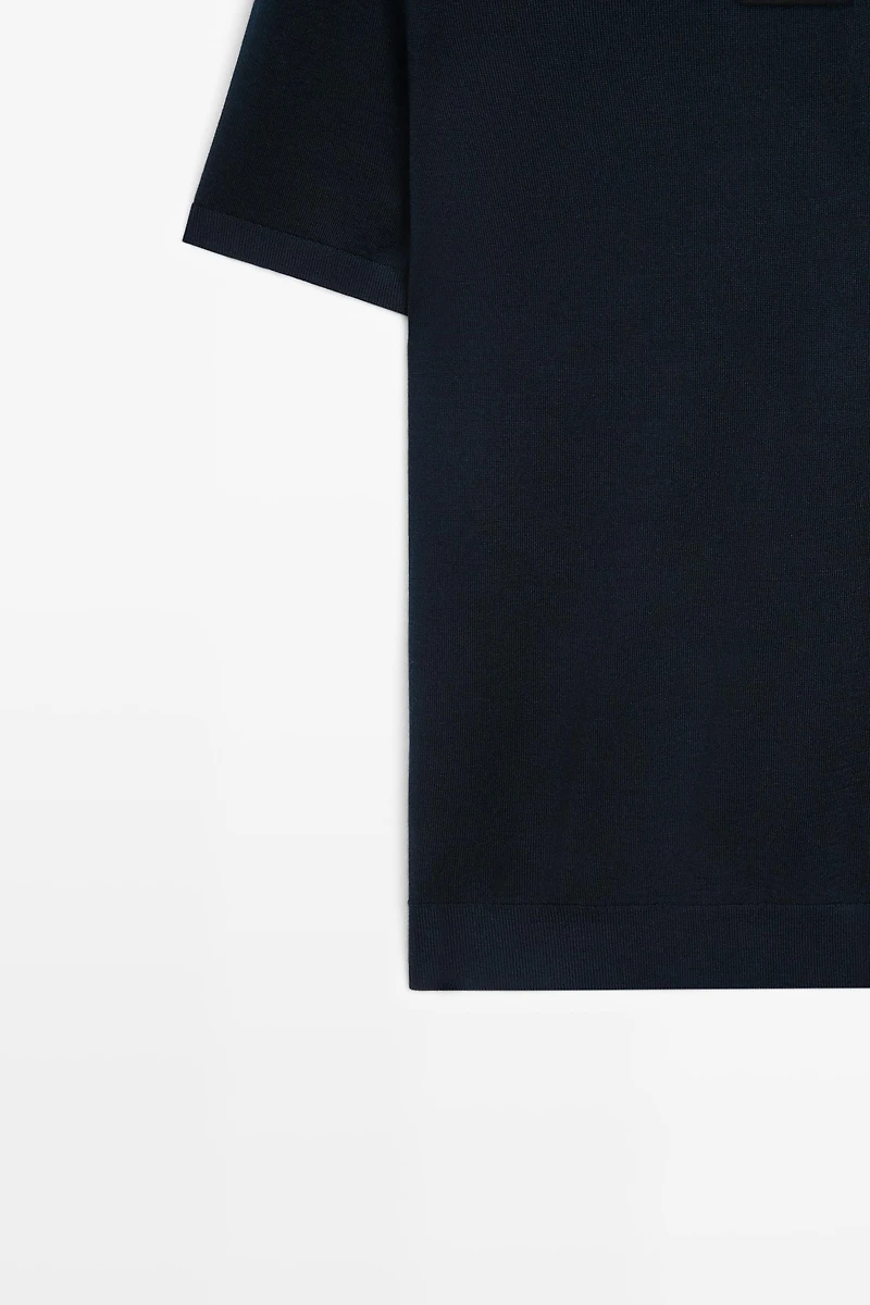 Polo zippé en mélange de laine