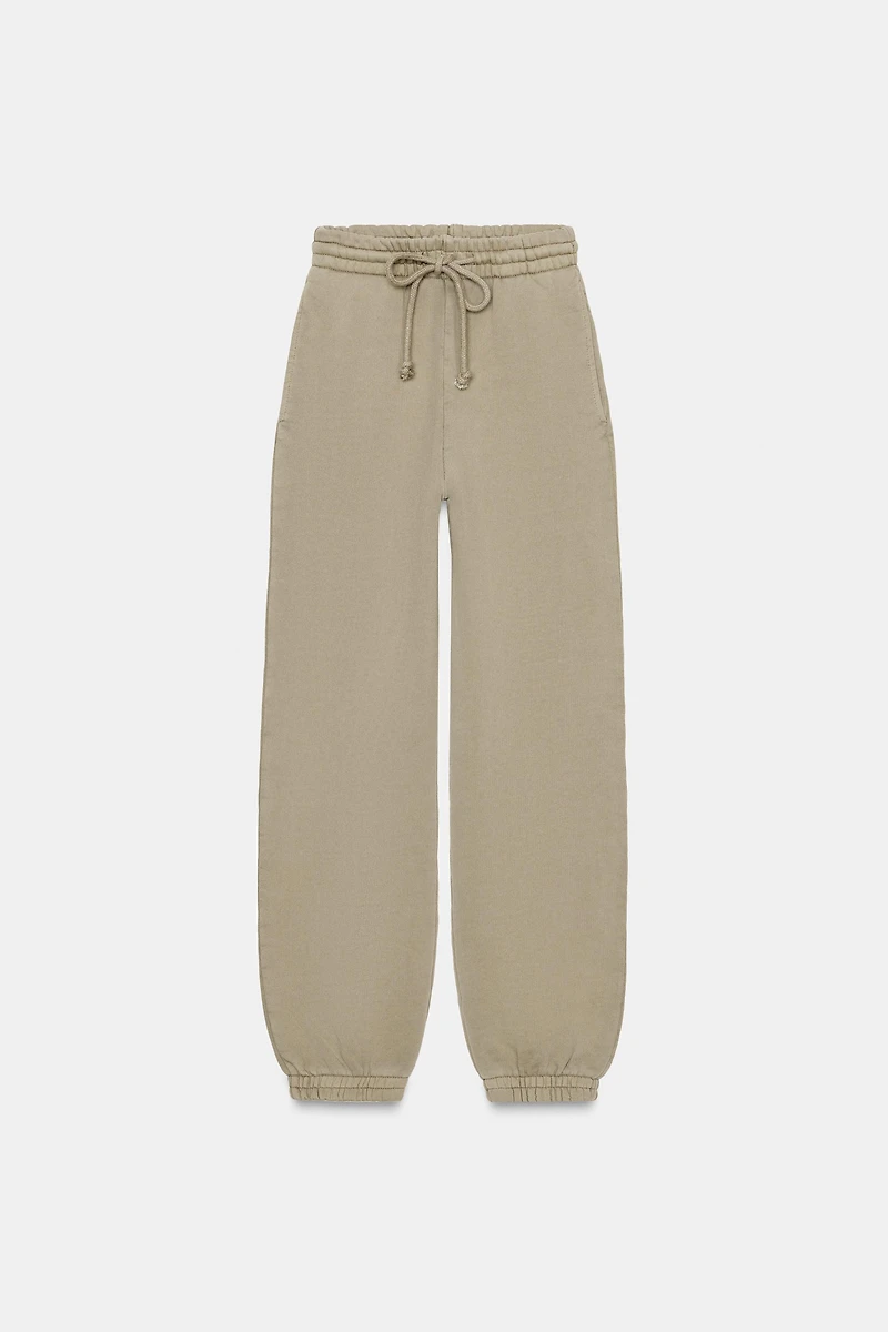 WASHED EFFECT FLEECE JOGGER PANTS