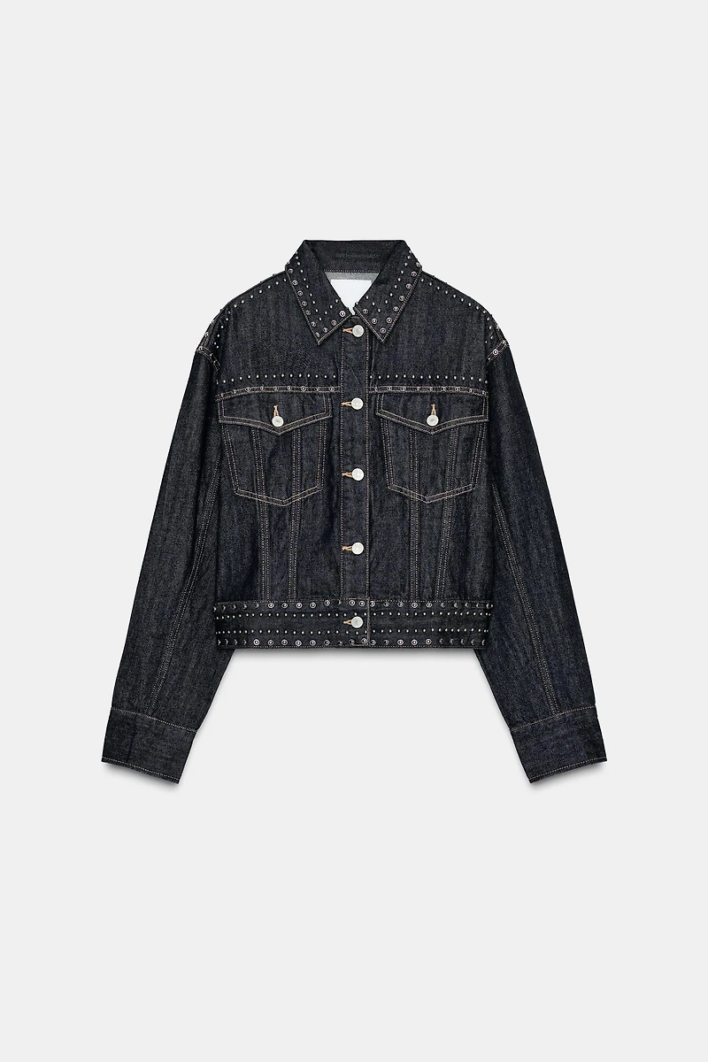 STUDDED DENIM EFFECT JACKET
