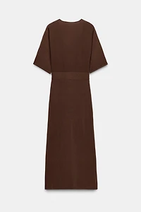 BELTED KNIT MIDI DRESS