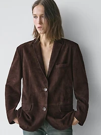 Blazer en cuir effet daim