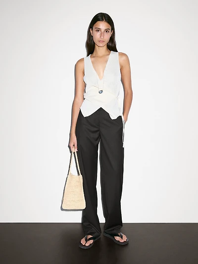 Flowing low-rise straight-leg trousers