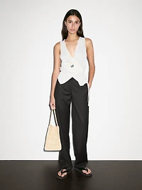 Flowing low-rise straight-leg trousers