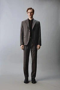 100% WOOL PLAID SUIT BLAZER