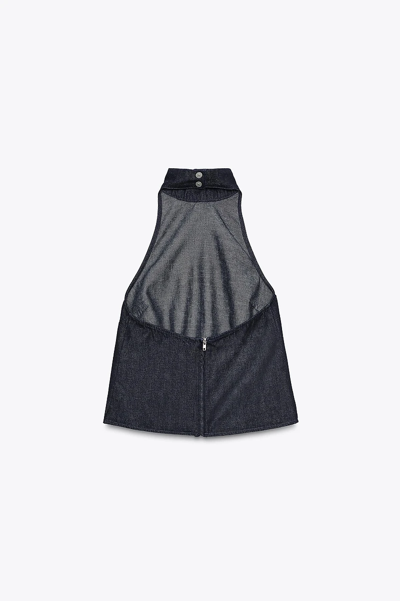 DENIM HALTER TOP TRF