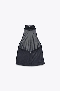 DENIM HALTER TOP TRF