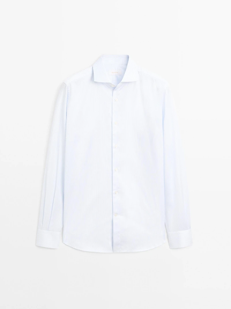 Slim fit striped 100% cotton shirt