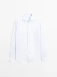 Slim fit striped 100% cotton shirt