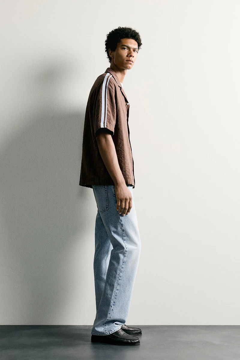 CONTRAST EMBROIDERED STRIPE SHIRT