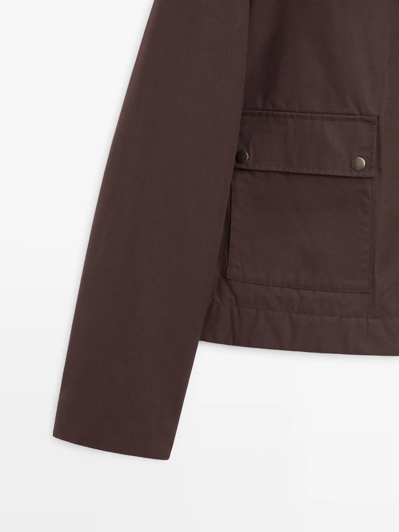 Short jacket with corduroy collar detail