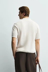 RIBBED KNIT POLO SHIRT