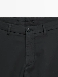 Cotton blend slim fit trousers