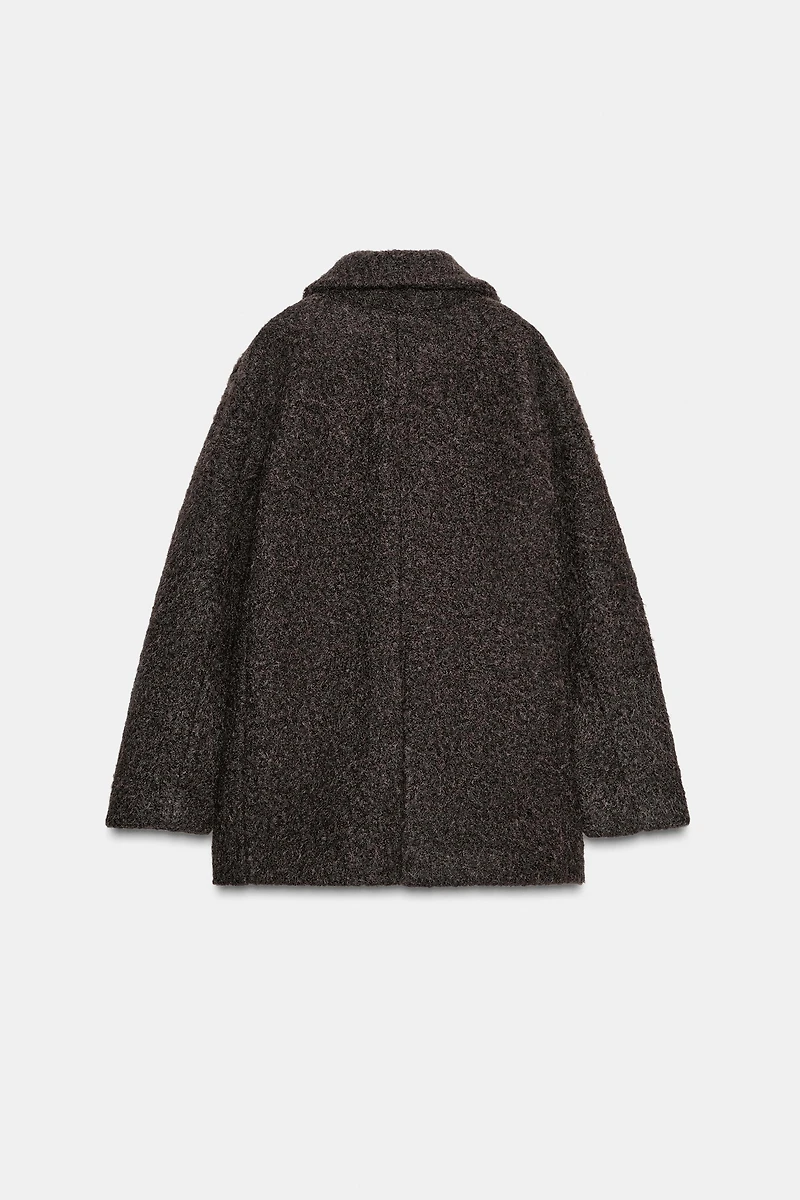 BOUCLÉ DOUBLE-BREASTED MID-LENGTH COAT