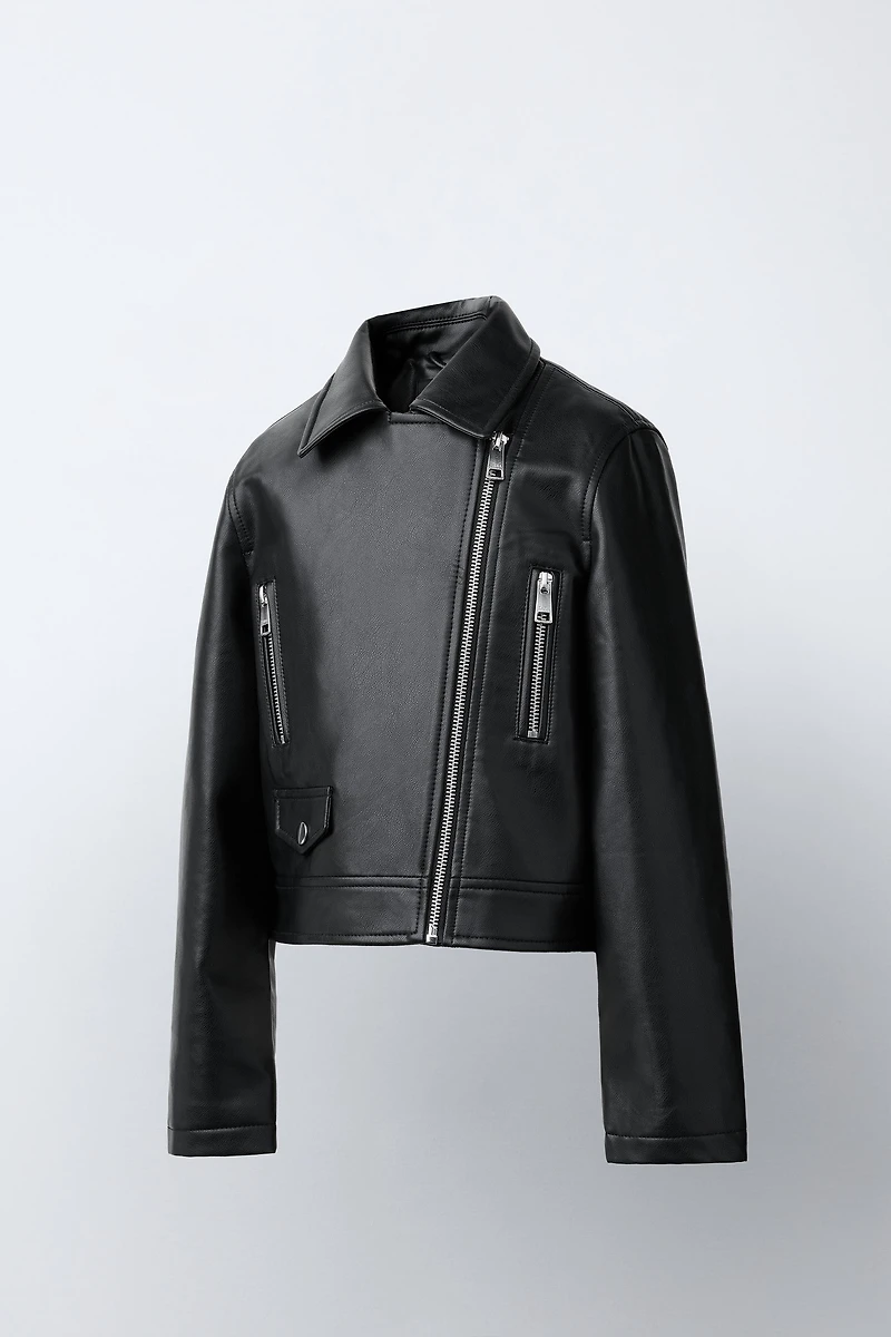 BLOUSON DE MOTARD MATIÈRE SYNTHÉTIQUE