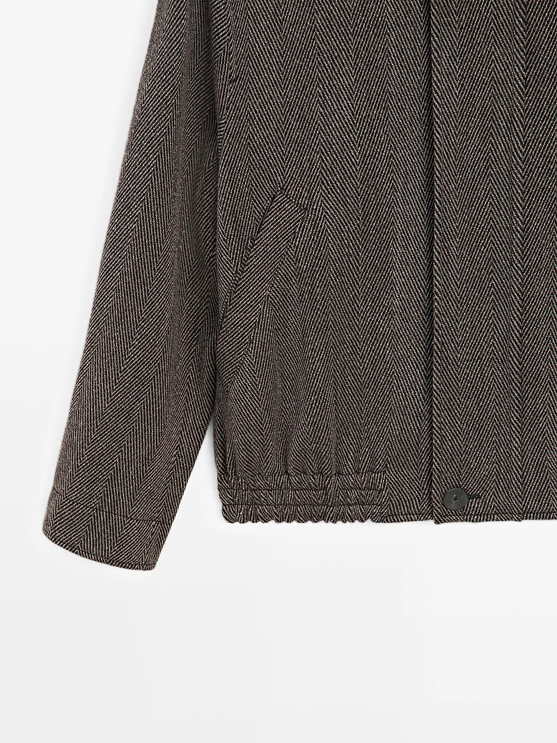 Wool blend herringbone bomber jacket - LIMITED