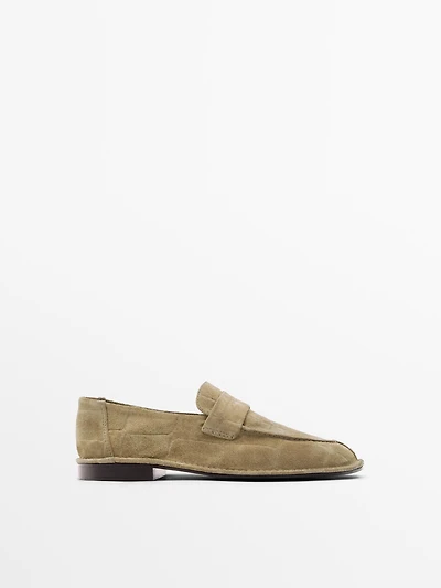 Soft split leather loafers