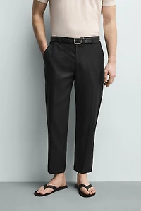 100% LINEN REGULAR FIT PANTS