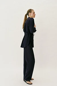 CHEMISE SAFARI EFFET FROISSÉ CEINTURE