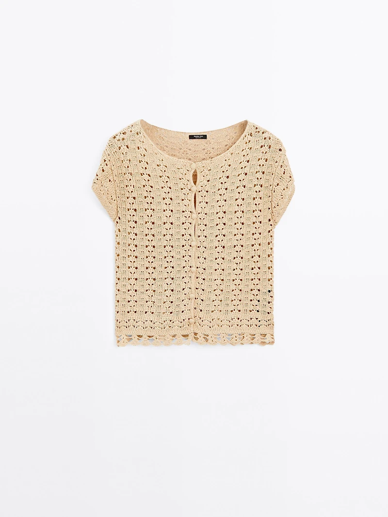 Cutwork crochet cardigan