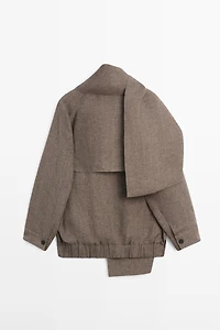 Linen melange bomber jacket with scarf