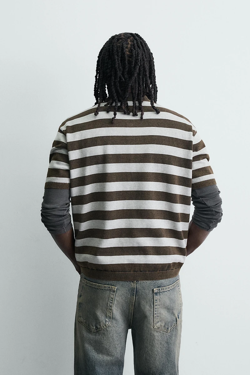 JACQUARD STRIPED KNIT POLO SHIRT