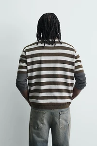 JACQUARD STRIPED KNIT POLO SHIRT