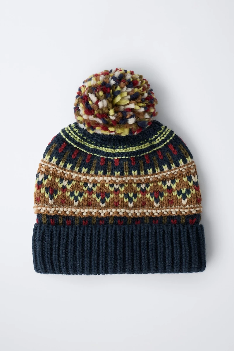 JACQUARD KNIT HAT