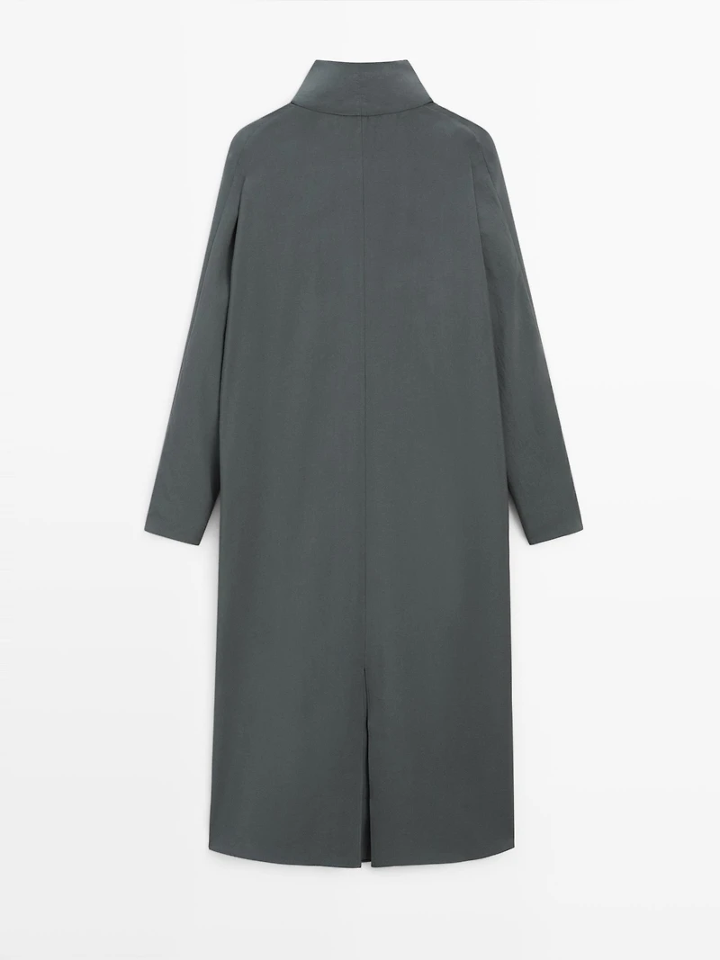 Robe midi à encolure en V avec nœud