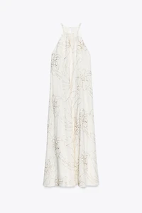 ROBE HALTER BRODERIES FLEURS