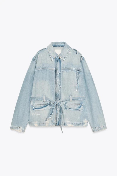 BELTED TRF DENIM JACKET
