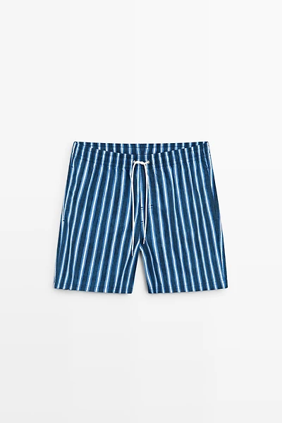 Tri-color striped swimming trunks
