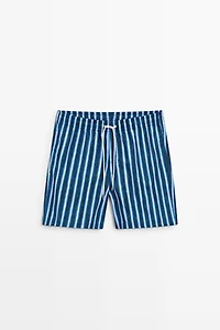 Tri-color striped swimming trunks