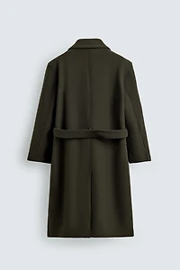 DOUBLE-BREASTED WOOL BLEND COAT WITH BELT