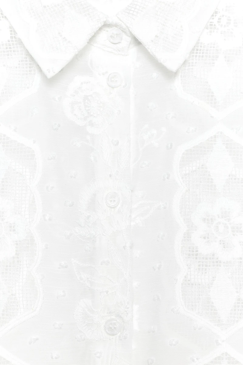 CHEMISE BRODÉE MANCHES COURTES